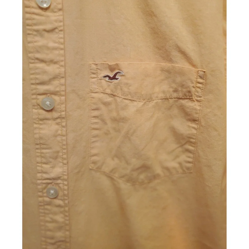 Hollister Button-Down Long Sleeve Shirt Mens Size Large Orange - Picture 2 of 9